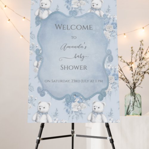 French Floral Toile and Bear Baby Shower  Foam Board