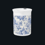French floral toile blue beverage pitcher<br><div class="desc">French floral toile blue</div>