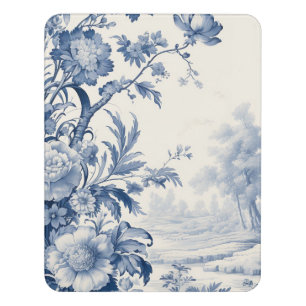 French floral toile blue door sign