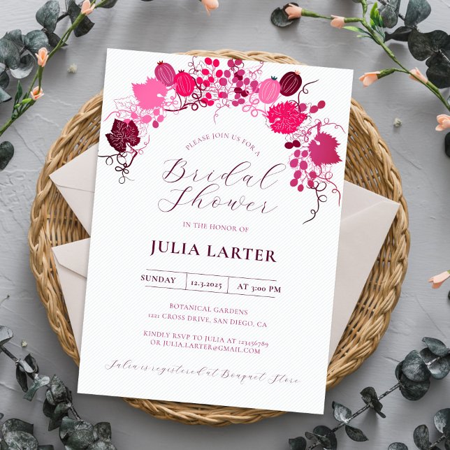 French Florals Sweet Berry Grapes Bridal Shower Invitation (Creator Uploaded)
