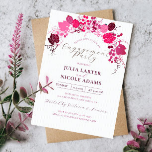 French Florals Sweet Berry Grapes Engagement Party Invitation
