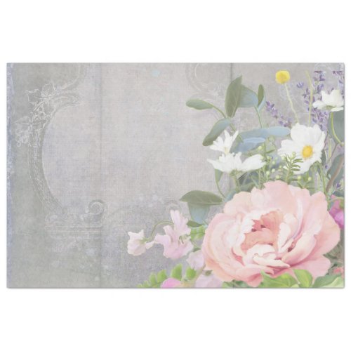 French Flower Market Elegant Vintage Pink Gray Art Tissue Paper