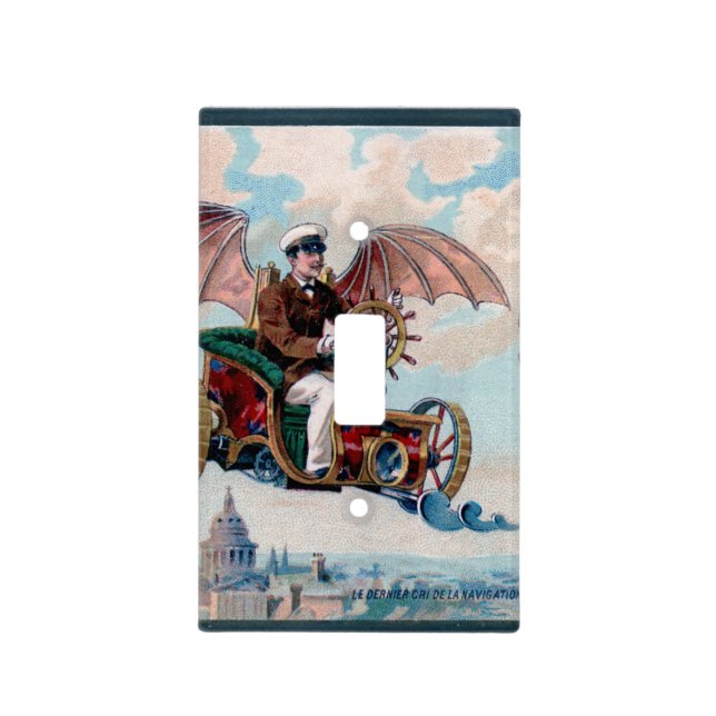 French flying machine - Victorian steampunk pilot Light Switch Cover (Front)