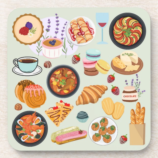 French Food Beverage Coaster (Front)