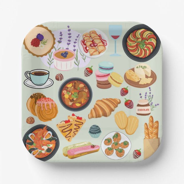 French Food Paper Plates (Front)
