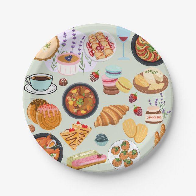French Food Paper Plates (Front)