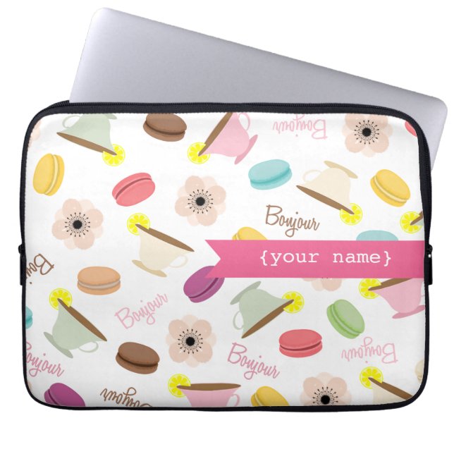 French Food Themed Personalized Electronics Bag (Front)