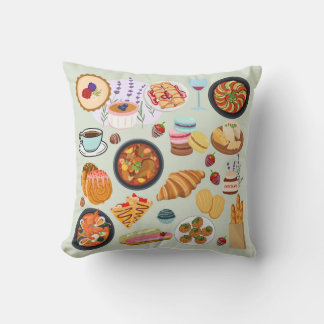 French Food Throw Pillow