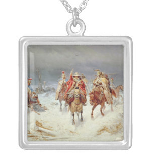 French Forces Crossing the River Berezina Silver Plated Necklace