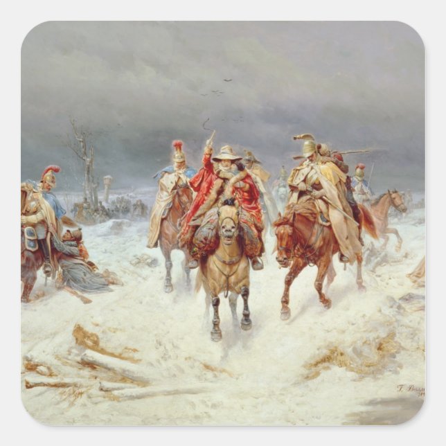 French Forces Crossing the River Berezina Square Sticker (Front)