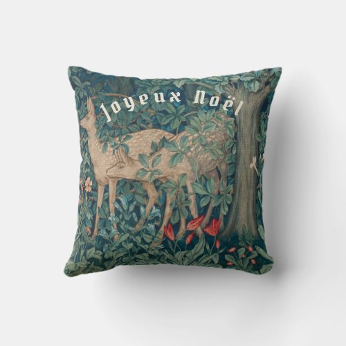 French Forest Deer Tapestry Holiday Throw Pillow