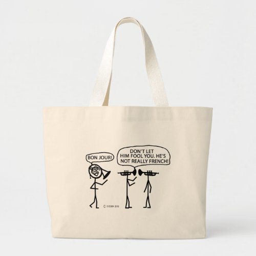 French French Horn Large Tote Bag