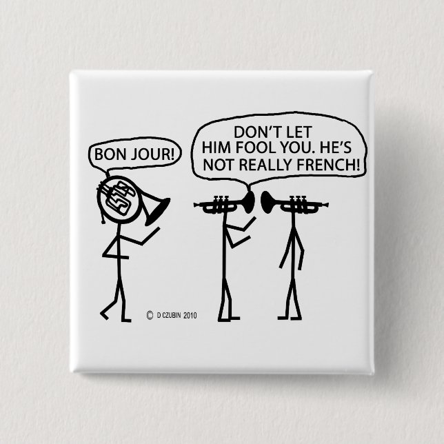 French French Horn Pinback Button (Front)