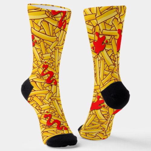 French Fries and Ketchup Novelty Socks