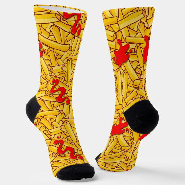 French Fries and Ketchup Novelty Socks (Angled)