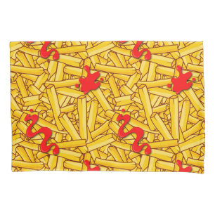 French Fries and Red Sauce Ketchup Novelty Pillow Case