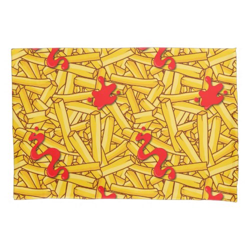 French Fries and Red Sauce Ketchup Novelty Pillow Case