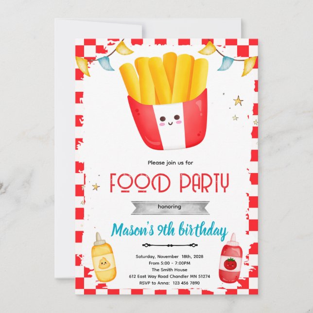 French Fries Birthday party Invitation (Front)