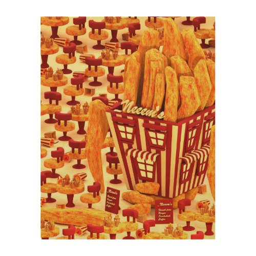 French Fries Cafe Wood Wall Art