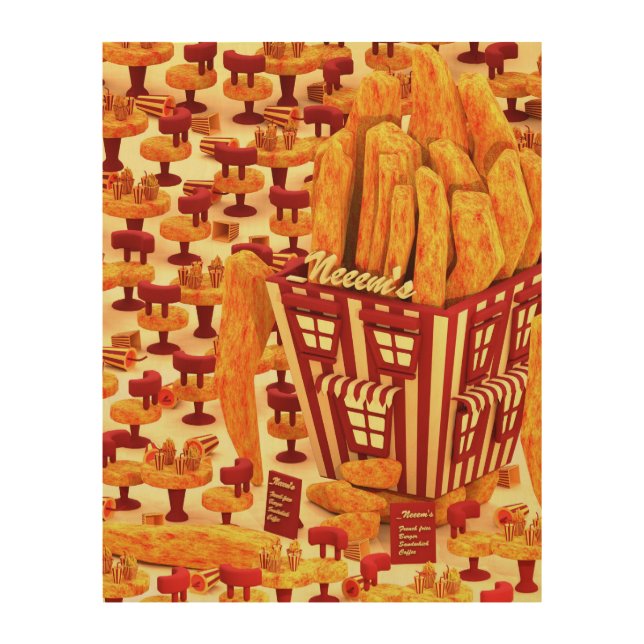 French Fries Cafe Wood Wall Art (Front)
