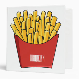 French fries cartoon illustration 3 ring binder