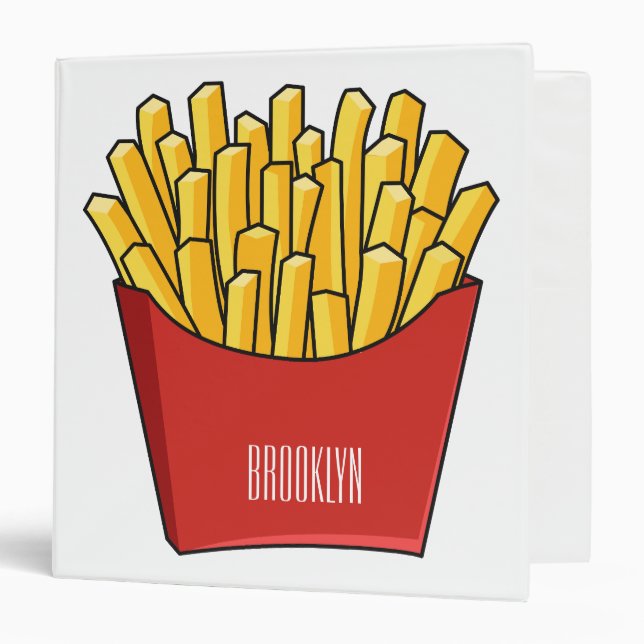 French fries cartoon illustration 3 ring binder (Front/Inside)