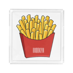 French fries cartoon illustration acrylic tray