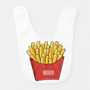 French fries cartoon illustration baby bib