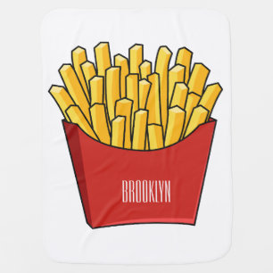 French fries cartoon illustration baby blanket