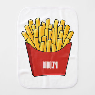 French fries cartoon illustration baby burp cloth