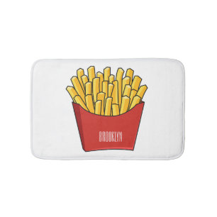 French fries cartoon illustration bath mat