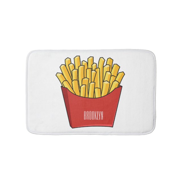 French fries cartoon illustration bath mat (Front)