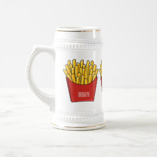 French fries cartoon illustration beer stein