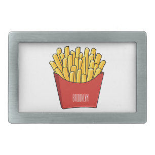 French fries cartoon illustration belt buckle