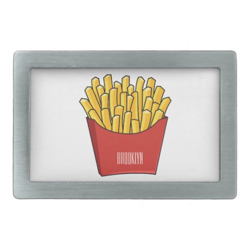 French fries cartoon illustration belt buckle