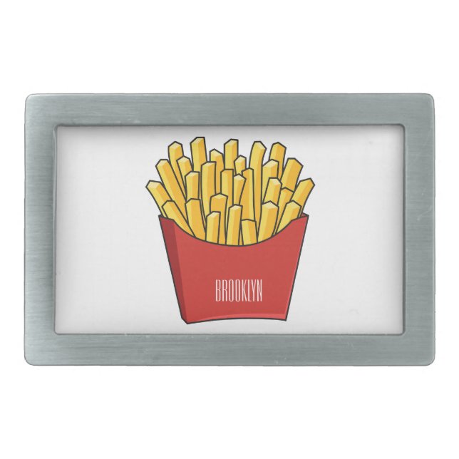 French fries cartoon illustration belt buckle (Front)