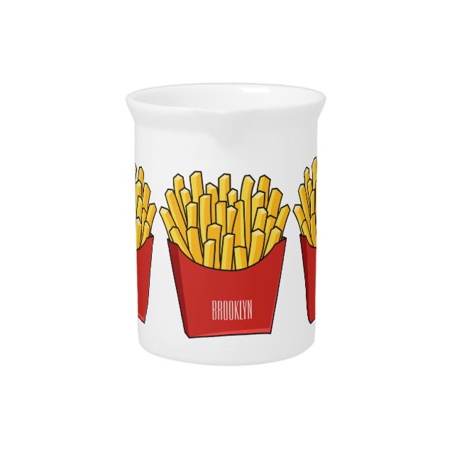 French fries cartoon illustration beverage pitcher (Front)