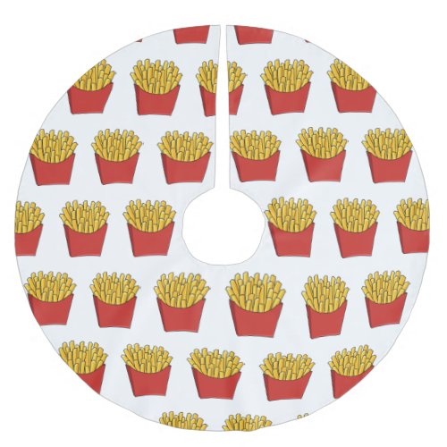 French fries cartoon illustration brushed polyester tree skirt