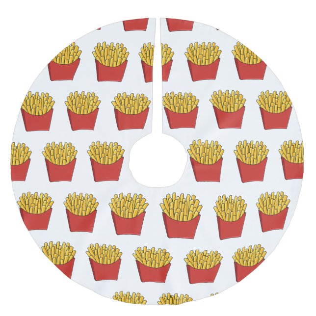 French fries cartoon illustration brushed polyester tree skirt (Front)