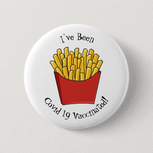French fries cartoon illustration button