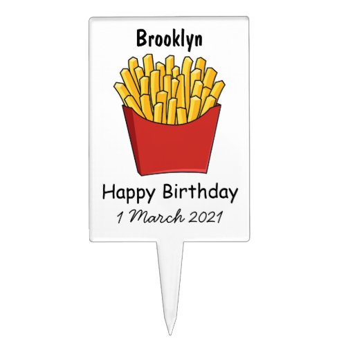French fries cartoon illustration cake topper