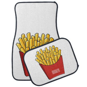 French fries cartoon illustration car floor mat