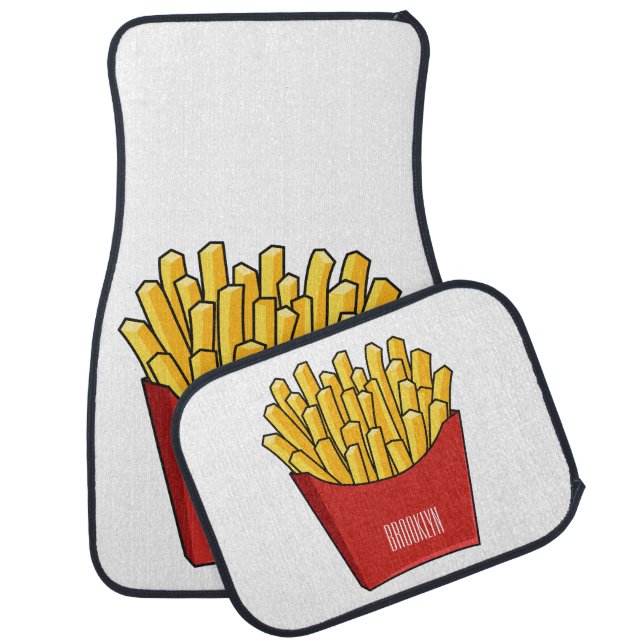 French fries cartoon illustration car floor mat (Set)