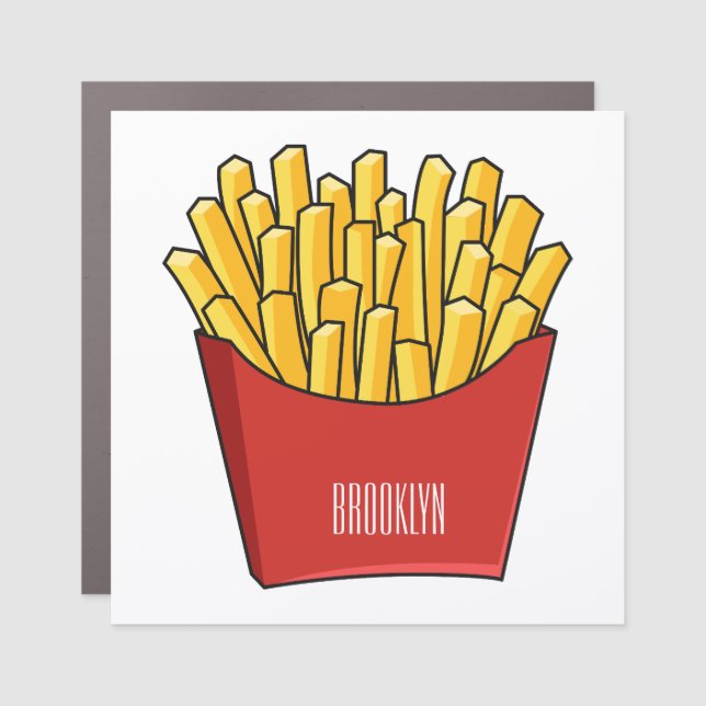 French fries cartoon illustration car magnet (Front)