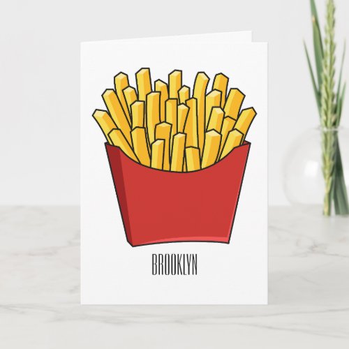 French fries cartoon illustration card