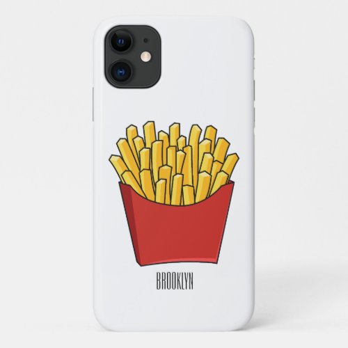 French fries cartoon illustration iPhone 11 case