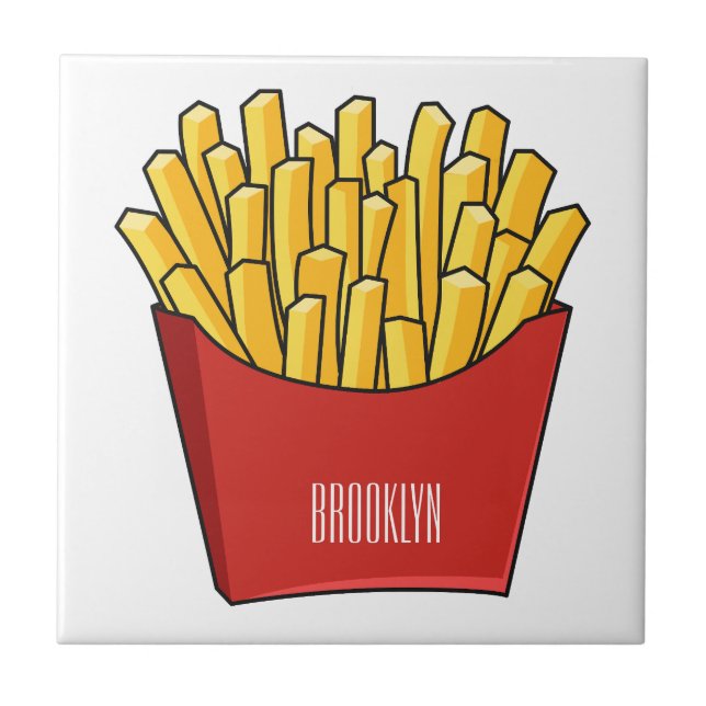 French fries cartoon illustration ceramic tile (Front)