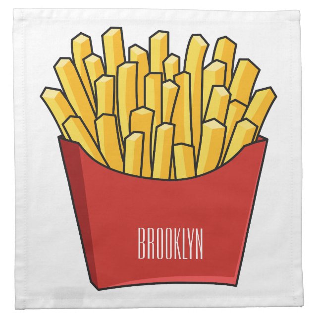 French fries cartoon illustration cloth napkin (Front)