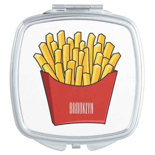 French fries cartoon illustration compact mirror