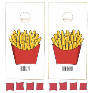 French fries cartoon illustration cornhole set